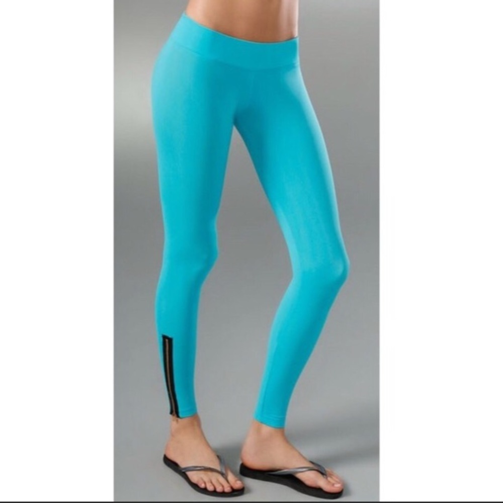 LnA Turquoise zipper leggings